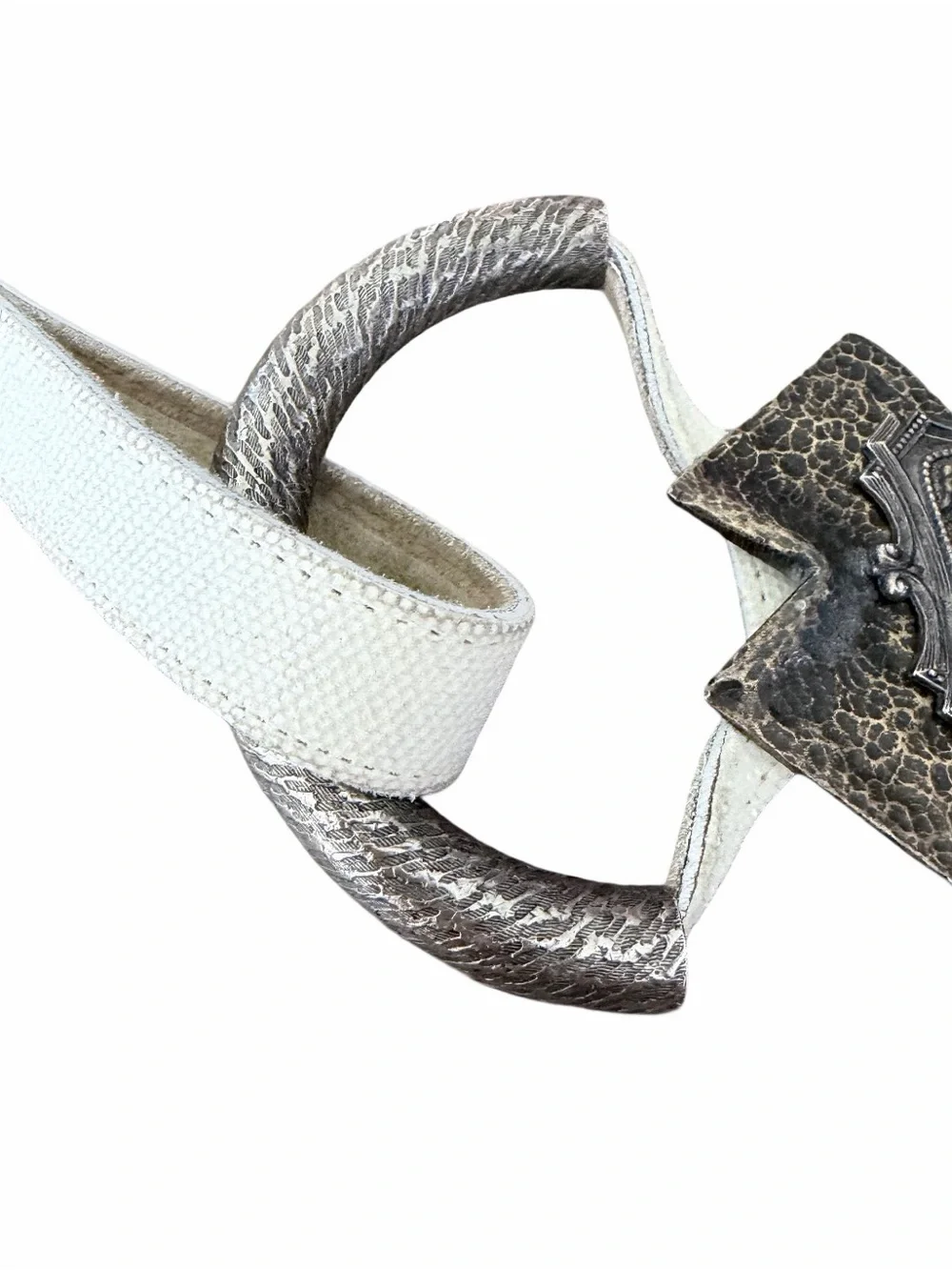Belts Set of Three Adjustable Faux Leather Metal Accent Waist Belts Brown Cream